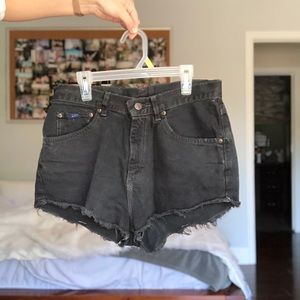vintage distressed black denim lee shorts